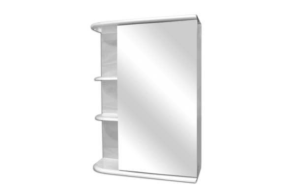 Зеркальный шкаф Бриз 50, правый, белый глянец, с подсветкой