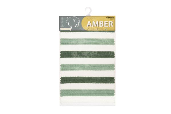 Коврик для ванной Fixsen Amber, одинарный mix зеленый+св.зеленый+белый 50х80 FX-8040Y