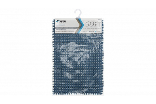 Коврик для ванной Fixsen Soft одинарный, синий 40х60 см FX-4001C