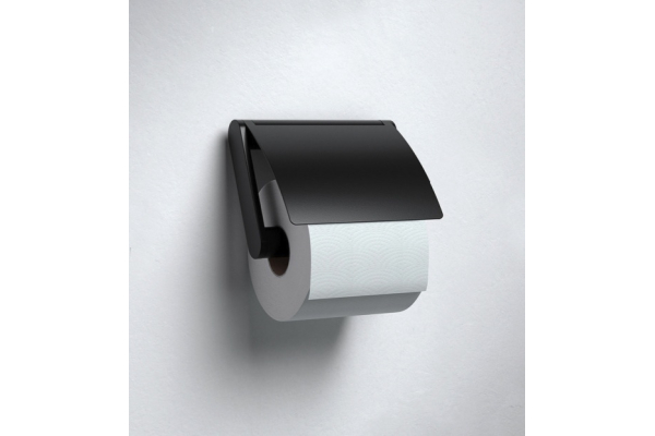 Держатель для туалетной бумаги с крышкой Keuco Plan чёрный матовый 14960370000