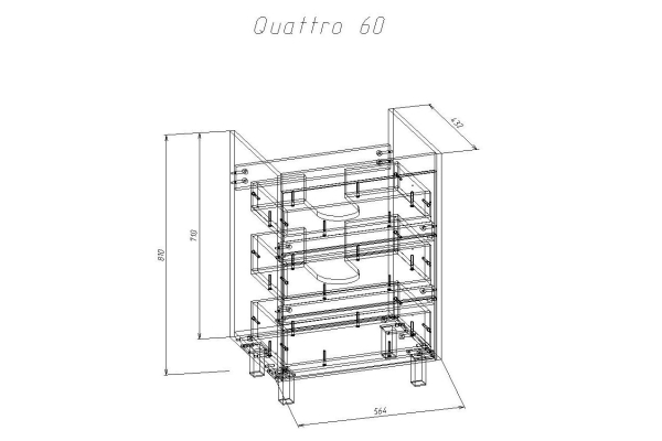Тумба под раковину Alcora Quattro Como/Strim/Grand/Moduo 60, белый софт тач