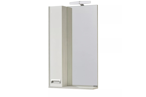 Зеркальный шкаф Aquaton Бекка 50, белый глянцевый / дуб сомерсет