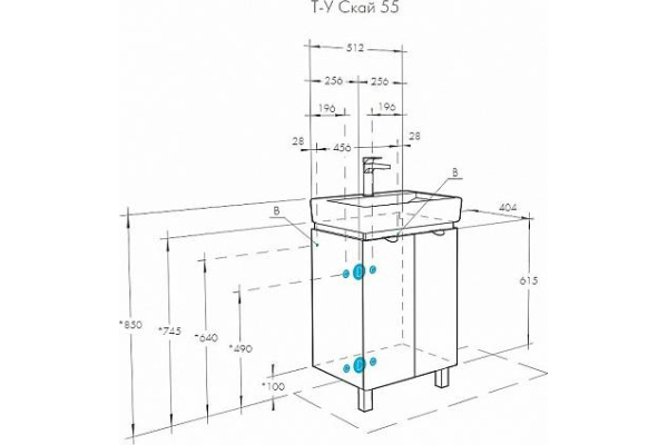 Набор Aquaton Тумба-умывальник Скай 55/ 1WH302185 Раковина Нео-55 1A2381K1SY010