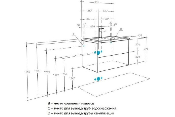 Набор Aquaton Тумба-умывальник Сохо 75 Белый глянец/ РаковинаЭлина 75 1A2581K2AJ010