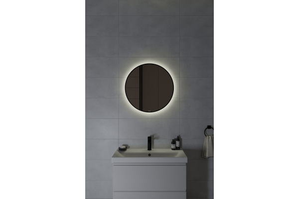 Зеркало Cersanit Eclipse smart 90x90 с подсветкой круглое в черной рамке
