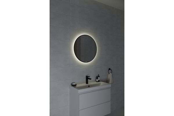 Зеркало Cersanit Eclipse smart 60x60 с подсветкой круглое в черной рамке