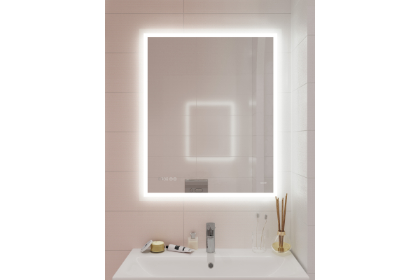 Зеркало Cersanit LED 080 design pro 70x85 с подсветкой, с часами, прямоугольное
