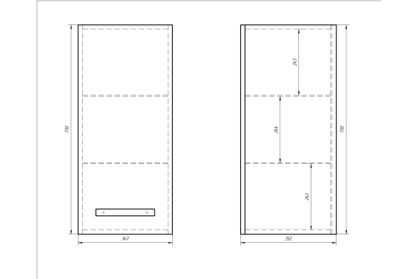 Шкаф-полупенал Dreja Almi 35, подвесной, правый, 1 дверца, 2 стеклянные полки, белый глянец