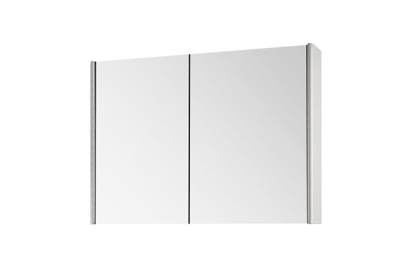 Зеркальный шкаф Dreja Enzo, 100 см, 2 дверцы, LED-подсветка, 2 электрические розетки, белый глянец
