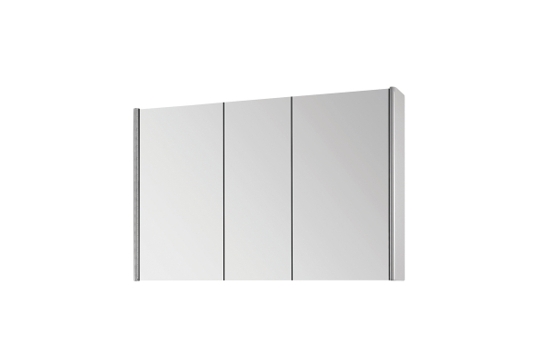 Зеркальный шкаф Dreja Enzo, 120 см, 3 дверцы, LED-подсветка, 2 электрические розетки, белый глянец
