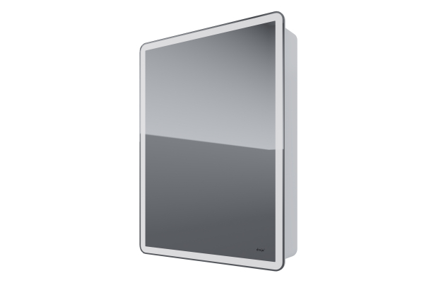 Зеркальный шкаф Dreja Point 60, 1 дверца, 2 стеклянные полки, бесконтактный выкл, LED-подсветка, с розеткой, белый