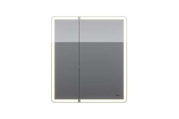 Зеркальный шкаф Dreja Point 70, 2 дверцы, 2 стеклянные полки, бесконтактный выкл, LED-подсветка, с розеткой, белый