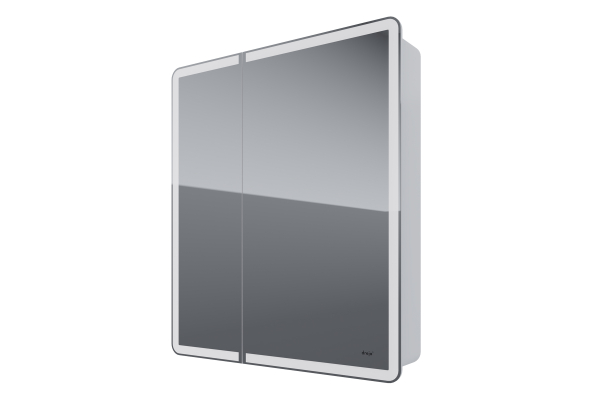 Зеркальный шкаф Dreja Point 70, 2 дверцы, 2 стеклянные полки, бесконтактный выкл, LED-подсветка, с розеткой, белый