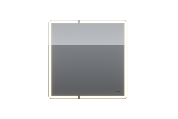 Зеркальный шкаф Dreja Point 80, 2 дверцы, 2 стеклянные полки, бесконтактный выкл, LED-подсветка, с розеткой, белый
