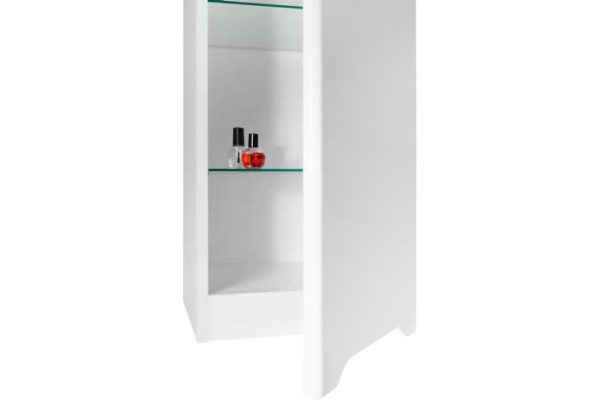 Шкаф-полупенал Dreja QL, 35 см, подвесной, правый, 1 дверца, 2 стеклянные полки, белый глянец