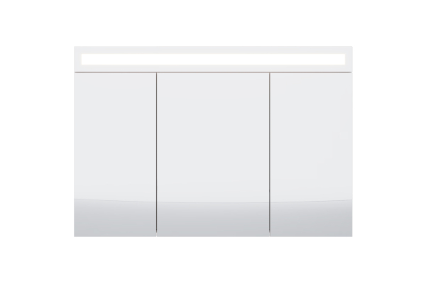 Зеркальный шкаф Dreja Uni, 120 см, 3 дверцы, 6 стеклянных полок, с LED-подсветкой и выключателем, белый