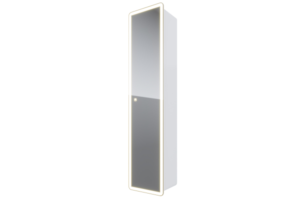 Зеркало-пенал Dreja Point, 40, подвесной,1 дверца,4 стекл.полки,сенсорный выкл.,LED-подсветка, белый