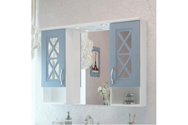Зеркальный шкаф Eva Gold Duglas 105 №3, патина голубая