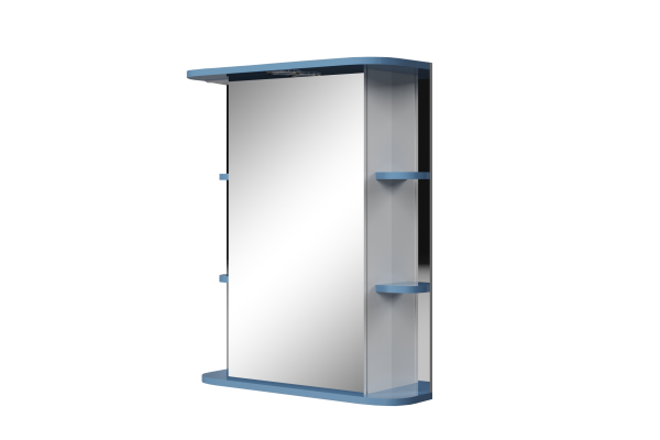 Шкаф-зеркало Гиро 60х75х24 синий со светильником