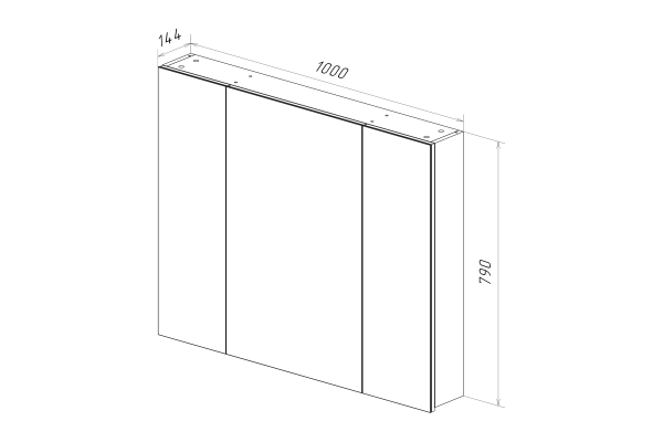 Шкаф зеркальный Lemark Universal 100х80 см 3-х дверный, цвет корпуса: белый глянец