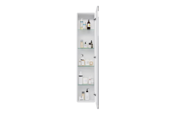 Пенал зеркальный Lemark Element 40х160 см, 1 дверный, правый, с подсветкой, цвет корпуса: белый