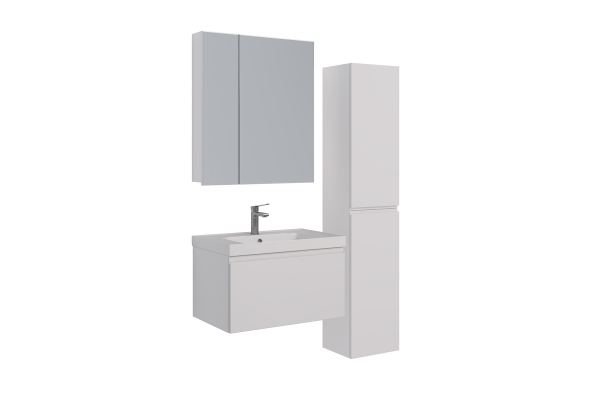 Шкаф зеркальный Lemark Universal 70х80 см 2-х дверный, цвет корпуса: белый глянец