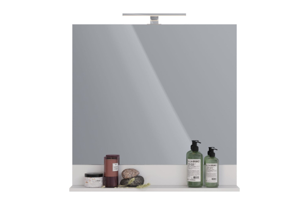 Зеркало Lemark Romance 80 см с полкой, цвет: белый глянец