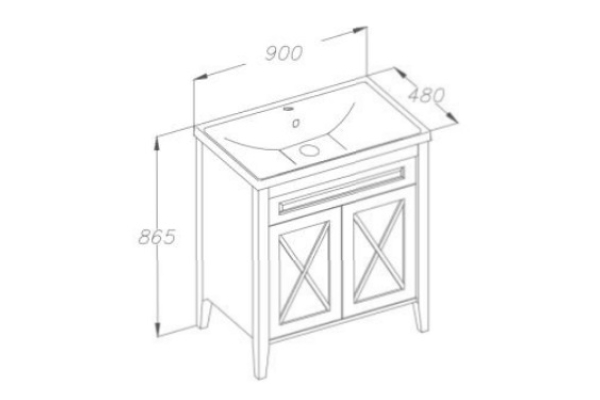 Тумба Opadiris Палермо 90 белый матовый под раковину CeraStyle FRAME 90 00-00002355