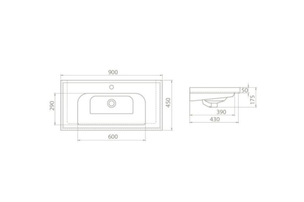 Умывальник Opadiris CeraStyle Frame 90 мебельный 031300-u