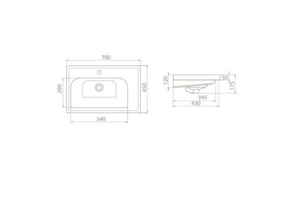 Умывальник Opadiris CeraStyle Frame 70 мебельный 031100-u