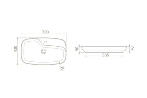 Умывальник Opadiris CeraStyle Nova 70 мебельный 074400-u-01