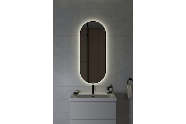 Зеркало Cersanit Eclipse smart 50x122 с подсветкой, овальное, в черной рамке