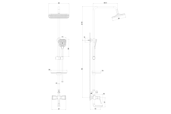 Душевая система AWP Shira S0562C с тропическим душем и поворотным изливом, хром
