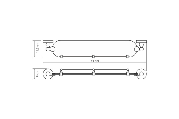 Полка стеклянная с бортиком WasserKraft Diemel K-2244