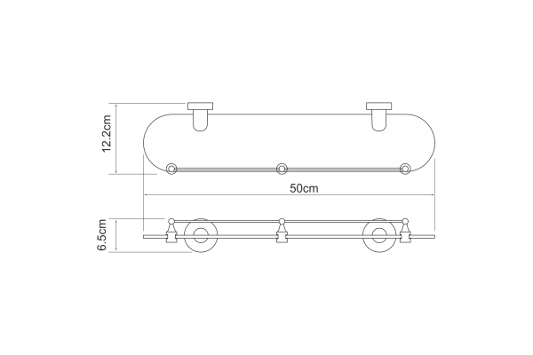 Полка стеклянная с бортиком WasserKraft Isen K-4044