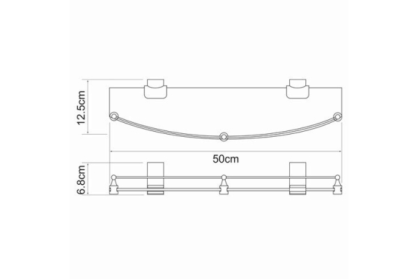 Полка стеклянная с бортиком WasserKraft Leine K-5044