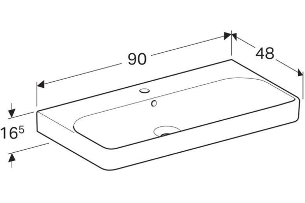 Раковина Geberit Smyle Square 90х48 см, с отверстием под смеситель и переливом 500.251.01.1
