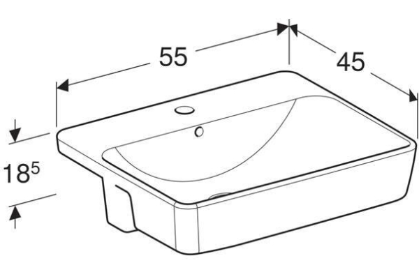 Раковина Geberit VariForm 55х45 см, полувстраиваемая в столешницу 500.681.01.1