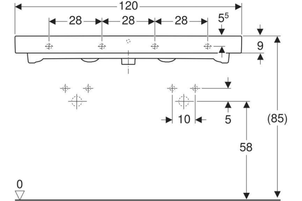 Раковина Geberit iCon, 120x48,5 с двумя отверстиями 124020000