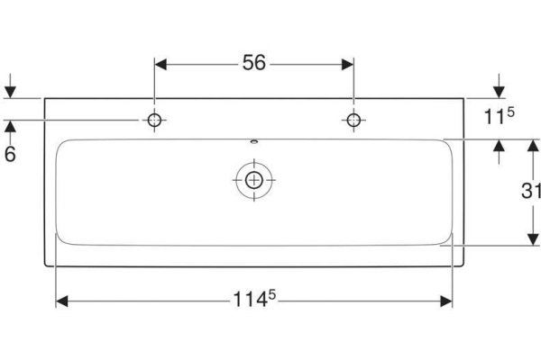 Раковина Geberit iCon, 120x48,5 с двумя отверстиями 124020000