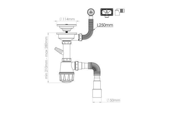 Сифон Alcora 1049 универсальный