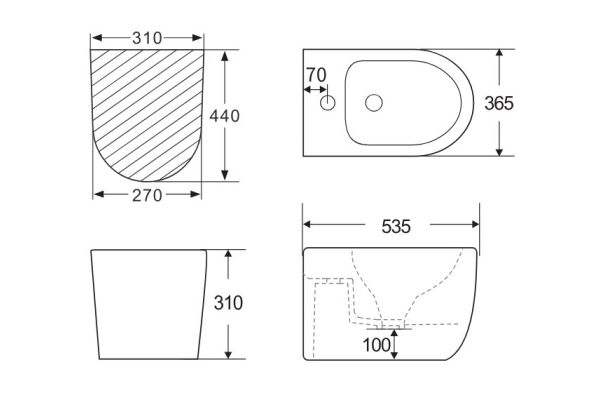 Биде подвесное Alcora Vigo, белое