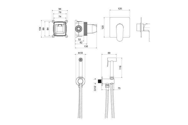 Душ гигиенический Aquatek Оберон AQ1219BG