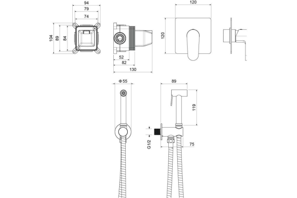 Душ гигиенический Aquatek Оберон AQ1219CR