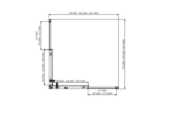 Душевой уголок Aquatek квадратный, двери раздвижные 900x900x2000 профиль хром, стекло прозрачное
