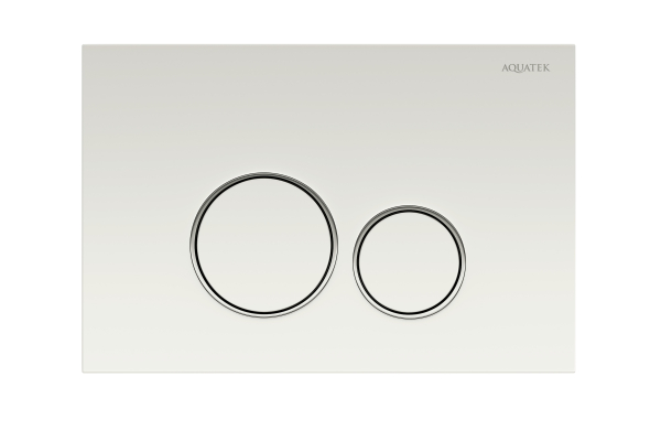 Кнопка для инсталляции Aquatek, круглые клавиши, белая ободок хром KDI-0000015