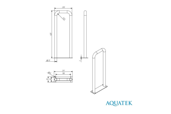 Поручень Aquatek настенный стационарный 620х230 POR-0000002