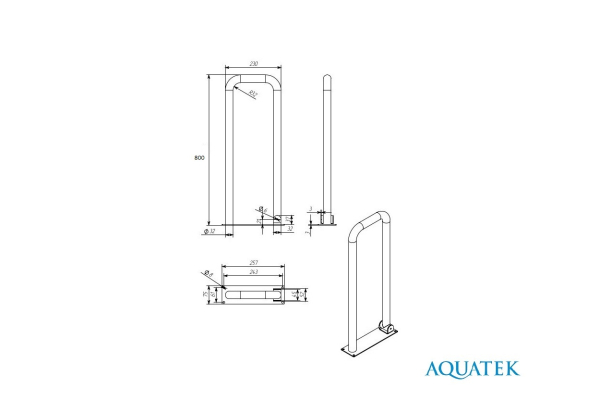 Поручень Aquatek настенный откидной 800х230 POR-0000004