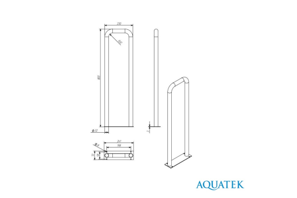 Поручень Aquatek настенный стационарный 800х230 POR-0000006