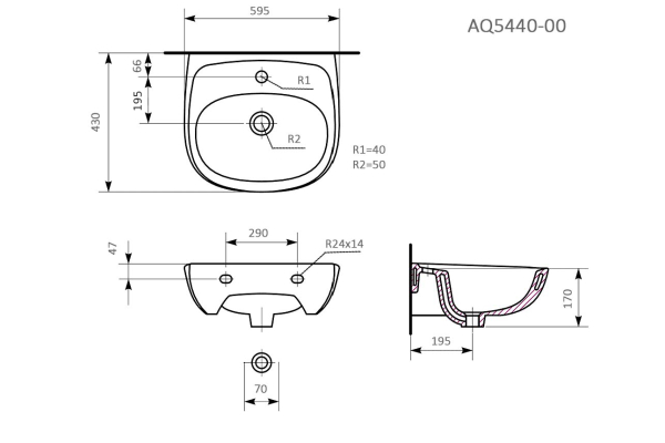 Раковина Aquatek 59,5х43,5 AQ5440-00